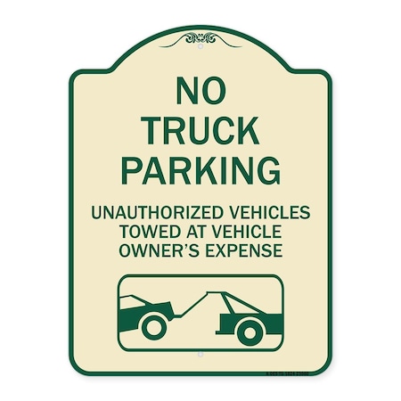 Signmission No Parking No Truck Parking Unauthorized Vehicles Towed at Vehicle Owners Expense W, TG-1824-23660 A-DES-TG-1824-23660